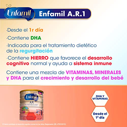 Enfamil Premium A.R.1 - Leche infantil anti regurgitación para bebés lactantes de 0 a 6 meses de edad Enfamil Premium A.R.1 - Leche infantil anti regurgitación para bebés lactantes de 0 a 6 meses de edad