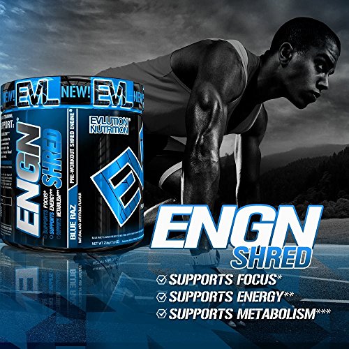 ENGN SHRED de Evlution Nutrition Polvo Quema Grasa Termogénico Para el Pre Entrenamiento, Energía, Pérdida de Peso, 30 Porciones (Mora Azul)