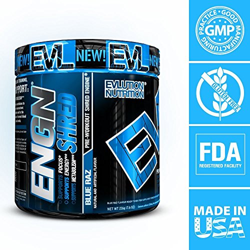 ENGN SHRED de Evlution Nutrition Polvo Quema Grasa Termogénico Para el Pre Entrenamiento, Energía, Pérdida de Peso, 30 Porciones (Mora Azul)