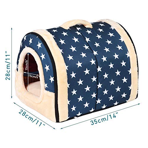 Enko 2 en 1 Cómodo Casa para Mascotas y Sofá, Interiores y Exteriores Portátil Plegable de Cama para Perro/Cama para Gato. Una Casa Caliente para su Mascota.(<3kg de Mascota)