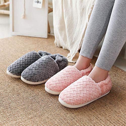 ENLAZY Zapatos de algodón cálido para Mujer Espesar Suela de PVC Zapatillas de algodón para el hogar Antideslizantes Zapatillas de casa Transpirables para Interiores