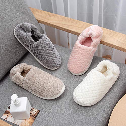 ENLAZY Zapatos de algodón cálido para Mujer Espesar Suela de PVC Zapatillas de algodón para el hogar Antideslizantes Zapatillas de casa Transpirables para Interiores