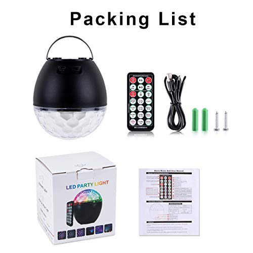 ENONEO Luces Discoteca 16 Colores Bola Discoteca con Cable USB LED Giratoria Luz de Fiesta Bola Fiesta Escenario con Bluetooth Control Remoto para Cumpleaños Discoteca Fiesta Bar Navidad Bodas (Black)