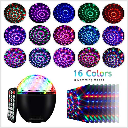 ENONEO Luces Discoteca 16 Colores Bola Discoteca con Cable USB LED Giratoria Luz de Fiesta Bola Fiesta Escenario con Bluetooth Control Remoto para Cumpleaños Discoteca Fiesta Bar Navidad Bodas (Black) ENONEO Luces Discoteca 16 Colores Bola Discoteca con Cable USB LED Giratoria Luz de Fiesta Bola Fiesta Escenario con Bluetooth Control Remoto para Cumpleaños Discoteca Fiesta Bar Navidad Bodas (Black)