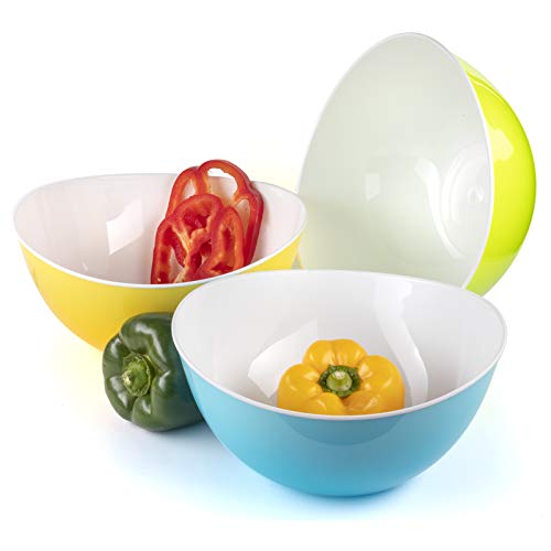 Ensaladera plastico cuenco ensalada palomitas cocina pasta tazones grandes postre - 3 cuencos multicolor