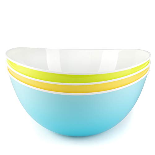 Ensaladera plastico cuenco ensalada palomitas cocina pasta tazones grandes postre - 3 cuencos multicolor