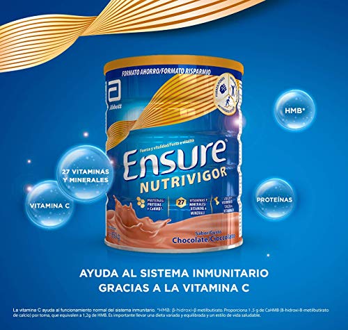 Ensure Nutrivigor - Complemento Alimenticio para Adultos, con HMB, Proteínas, Vitaminas y Minerales, como el Calcio - Sabor Chocolate - 850 g