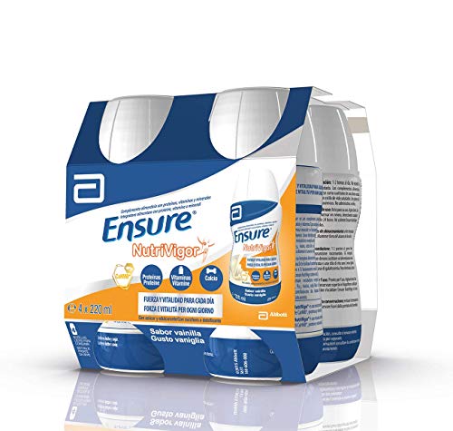 Ensure Nutrivigor - Complemento Alimenticio para Adultos, con HMB, Proteínas, Vitaminas y Minerales, como el Calcio - Sabor Vainilla - Pack de 4 Botellas x 220 ml Ensure Nutrivigor - Complemento Alimenticio para Adultos, con HMB, Proteínas, Vitaminas y Minerales, como el Calcio - Sabor Vainilla - Pack de 4 Botellas x 220 ml