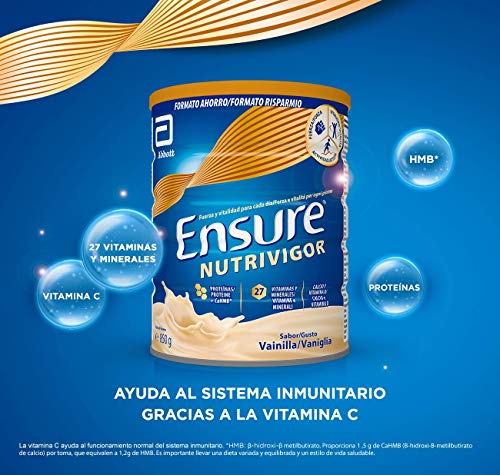 Ensure Pack de 2 NutriVigor Complemento Alimenticio con Proteínas, Vitaminas y Minerales, Sabor Vainilla - 850 gr + 400 gr