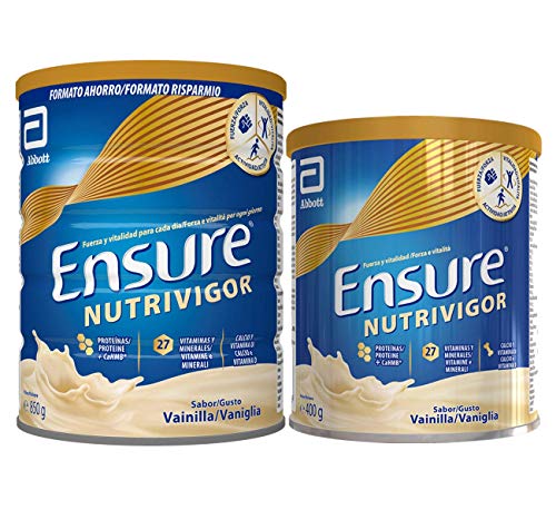 Ensure Pack de 2 NutriVigor Complemento Alimenticio con Proteínas, Vitaminas y Minerales, Sabor Vainilla - 850 gr + 400 gr