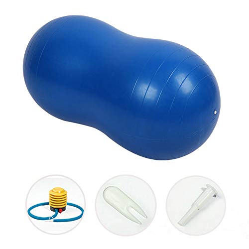 ENticerowts Bola de yoga con forma de cacahuete inflable, antiestallido, gimnasio, fitness, entrenamiento, yoga, pilates, masaje, color azul