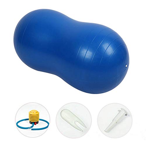 ENticerowts Bola de yoga con forma de cacahuete inflable, antiestallido, gimnasio, fitness, entrenamiento, yoga, pilates, masaje, color azul ENticerowts Bola de yoga con forma de cacahuete inflable, antiestallido, gimnasio, fitness, entrenamiento, yoga, pilates, masaje, color azul