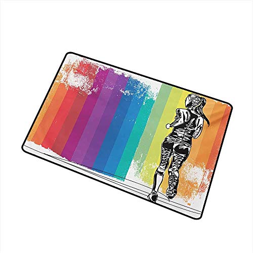 Entrada de los Juegos Olímpicos Alfombra de la puerta al aire libre Corredor de maratón femenino Ilustración en rayas verticales en colores del arco iris Atrapar el polvo Nieve y barro, Naranja Púrpur Entrada de los Juegos Olímpicos Alfombra de la puerta al aire libre Corredor de maratón femenino Ilustración en rayas verticales en colores del arco iris Atrapar el polvo Nieve y barro, Naranja Púrpur
