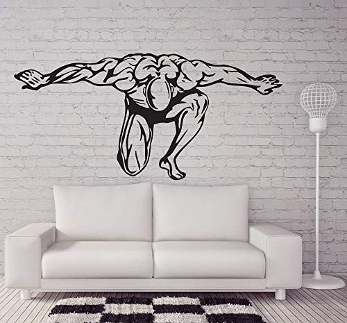 Entusiastas del fitness culturismo fitness vinilo adhesivos de pared gimnasio club dormitorio juvenil decoración del hogar personalidad grandes calcomanías de pared A2 89x42cm