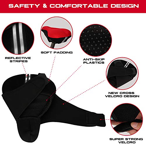 ENVAHI Funda de Sillín de Gel para Bicicleta, Cubre Sillín con Cojín para Asiento Ciclismo, Cubierta Protectora de Silla Acolchada de Bici Estática, de Carretera, de Montaña y Spinning, Mujer u Hombre