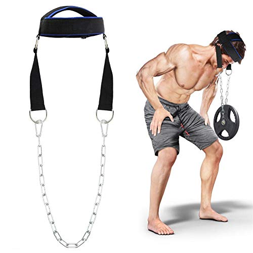 Envisioni Cinturón de Entrenamiento para el Cuello, Cinturón Ajustable para Entrenamiento de la Cabeza, Accesorios para Ejercicios con Anillos en D para culturistas y Otros Atletas