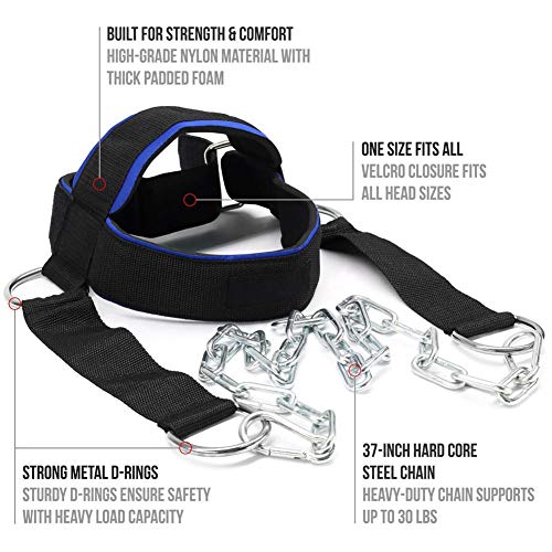 Envisioni Cinturón de Entrenamiento para el Cuello, Cinturón Ajustable para Entrenamiento de la Cabeza, Accesorios para Ejercicios con Anillos en D para culturistas y Otros Atletas Envisioni Cinturón de Entrenamiento para el Cuello, Cinturón Ajustable para Entrenamiento de la Cabeza, Accesorios para Ejercicios con Anillos en D para culturistas y Otros Atletas