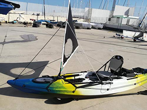 EOLA Vela para Kayak rotativa de 1,25 m2 testada con Viento de hasta 50 Nudos. Incluye Todos los Accesorios para Instalar en Cualquier embarcación.