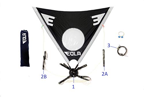 EOLA Vela para Kayak rotativa de 1,25 m2 testada con Viento de hasta 50 Nudos. Incluye Todos los Accesorios para Instalar en Cualquier embarcación.