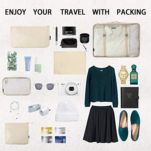 Eono by Amazon - 8 Set Cubos de Embalaje, Organizadores para Maletas, Travel Packing Cubes, Equipaje de Viaje Organizadores, con Bolsa de Zapatos, Bolsa de Cosméticos y Bolsa de Lavandería, Beige Eono by Amazon - 8 Set Cubos de Embalaje, Organizadores para Maletas, Travel Packing Cubes, Equipaje de Viaje Organizadores, con Bolsa de Zapatos, Bolsa de Cosméticos y Bolsa de Lavandería, Beige