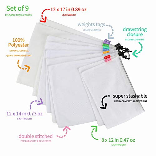 Eono by Amazon - Bolsas Compra Reutilizables Ecológicas Bolsa de Malla para Almacenamiento Fruta Verduras Juguetes Lavable y Transpirable 3 Diversos Tamaños, 9 Pcs (2L+5M+2S) Eono by Amazon - Bolsas Compra Reutilizables Ecológicas Bolsa de Malla para Almacenamiento Fruta Verduras Juguetes Lavable y Transpirable 3 Diversos Tamaños, 9 Pcs (2L+5M+2S)
