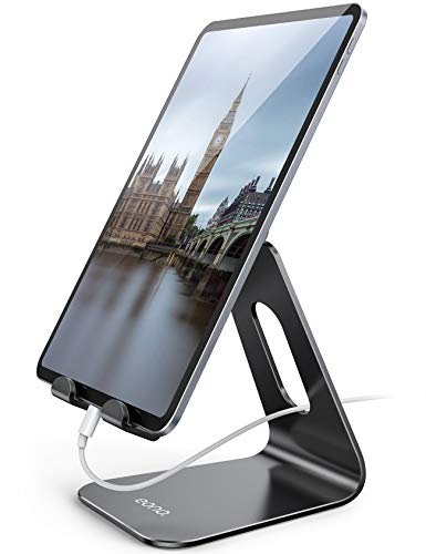 Eono by Amazon - Soporte Tablet Multiángulo, Soporte Mesa Ajustable : Móvil &Tableta Aluminio Base para iPad Pro 9.7/10.5/11/12.9, Air Mini 2 3 4, Galaxy Tab, Kindle, Otras Tablets - Negro