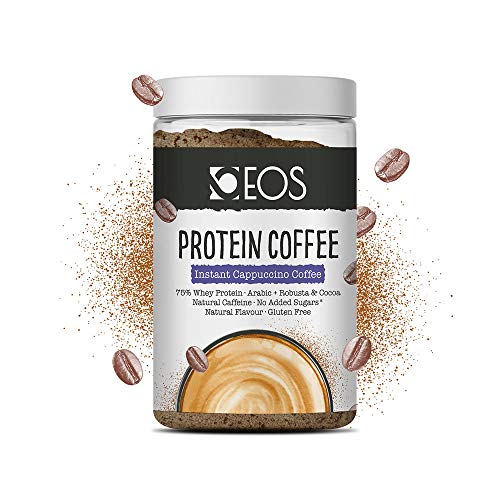 EOS - Café Proteico Cappuccino 150 g - Café con Proteína Whey y Cacao sin azúcar añadido y sin gluten