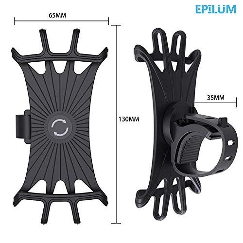 Epilum Soporte Movil Bicicleta, Universal Rotación 360° Soporte Manillar de Silicona Soporte Movil para Bicicleta Motocicleta Ciclismo GPS Nacigatore para iPhone 11 8 Plus X XS MAX XR Samsung