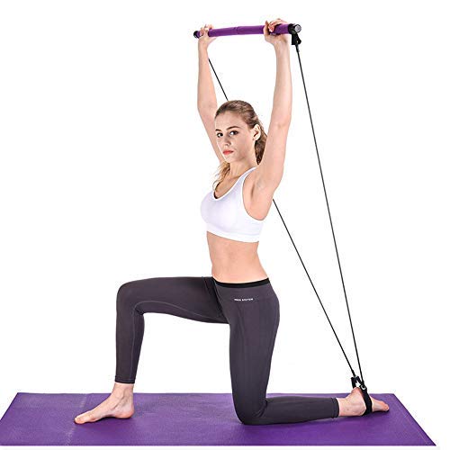 Equipo de barra de pilates portátil con banda de resistencia para yoga, pilates, con cinta para el pie para yoga, estiramientos, sentadillas Equipo de barra de pilates portátil con banda de resistencia para yoga, pilates, con cinta para el pie para yoga, estiramientos, sentadillas