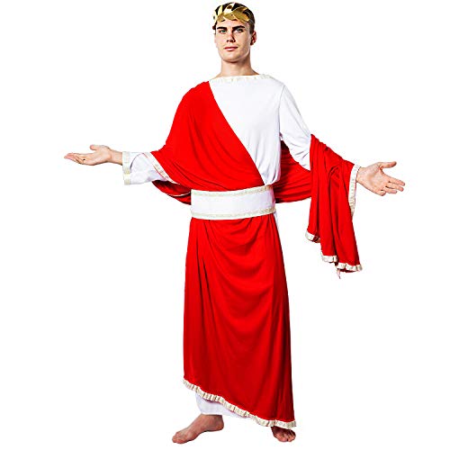 EraSpooky Disfraz de Toga Disfraz del Emperador Romano César Cosplay Traje de Fiesta de Halloween para Hombres Adultos