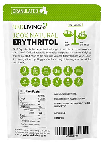 Eritritol 100 % natural 1 kg | Granulado sustituto del azúcar con cero calorías Eritritol 100 % natural 1 kg | Granulado sustituto del azúcar con cero calorías
