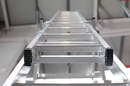 Escalera 3 Tramos Transformable Profesional de Aluminio Triple Tijera con Tramo Extensible (3+3+3 mts). Escada Tripla (3+3+3 mts)