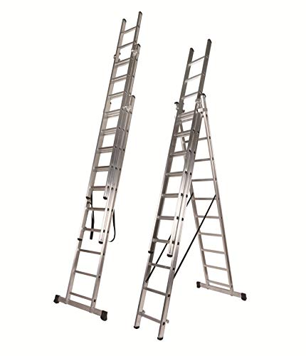 Escalera 3 Tramos Transformable Profesional de Aluminio Triple Tijera con Tramo Extensible (3+3+3 mts). Escada Tripla (3+3+3 mts) Escalera 3 Tramos Transformable Profesional de Aluminio Triple Tijera con Tramo Extensible (3+3+3 mts). Escada Tripla (3+3+3 mts)