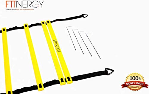 ESCALERA de AGILIDAD por F1TNERGY Equipo Entrenamiento con Bolsa GRATIS INCLUYE 12 Escalones Peldaños Ajustables 6 metros 10 Conos de Velocidad 4 clavijas y anillas en D Mejora Coordinacion futbol ESCALERA de AGILIDAD por F1TNERGY Equipo Entrenamiento con Bolsa GRATIS INCLUYE 12 Escalones Peldaños Ajustables 6 metros 10 Conos de Velocidad 4 clavijas y anillas en D Mejora Coordinacion futbol