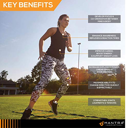 Escalera de Agilidad, Velocidad y Coordinacion 6m - 8 Conos Entrenamiento Deportivos - Deportes Equipo Entrenamiento Funcional para Fitness, Fútbol, Hockey, Baloncesto, HIIT y CrossFit - Guia y Bolsa Escalera de Agilidad, Velocidad y Coordinacion 6m - 8 Conos Entrenamiento Deportivos - Deportes Equipo Entrenamiento Funcional para Fitness, Fútbol, Hockey, Baloncesto, HIIT y CrossFit - Guia y Bolsa