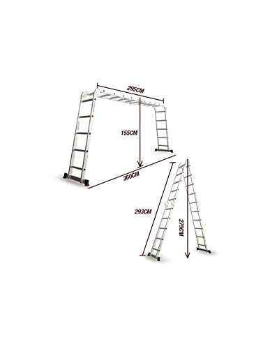 Escalera De Aluminio Plegable 575cm, Multifuncional 6 En 1, Carga Máxima 150kg, Diseño Antideslizante, Tamaño Plegado 149x35x29cm