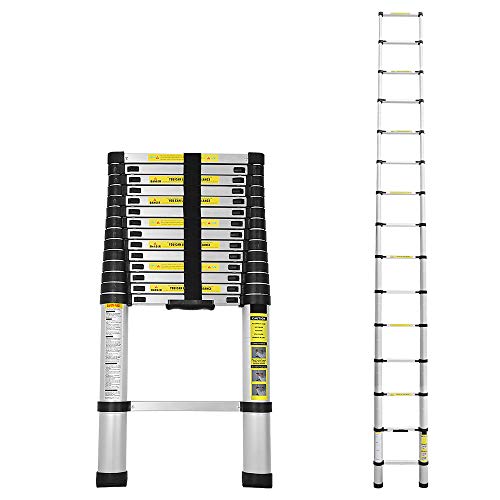 Escalera telescópica de aluminio 4,4M escalera plegable escalera multifunción fácil de transportar capacidad máxima de carga 150 kg