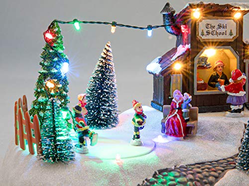 Escena de Navidad LED con figuras de hielo – 26 x 18 x 14 cm – Decoración de mesa iluminada