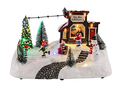 Escena de Navidad LED con figuras de hielo – 26 x 18 x 14 cm – Decoración de mesa iluminada