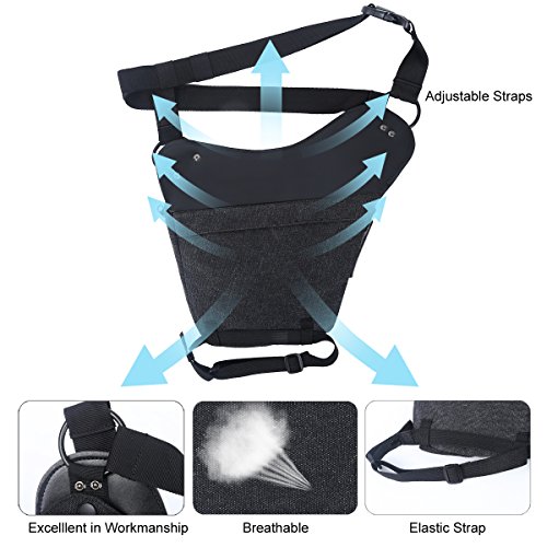 Eshow Bolso de Pierna Riñonera para Hombres Negro Tela de Lona Senderismo Running Deporte al Aire Libre Eshow Bolso de Pierna Riñonera para Hombres Negro Tela de Lona Senderismo Running Deporte al Aire Libre