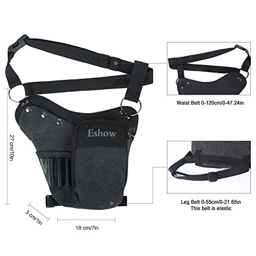 Eshow Bolso de Pierna Riñonera para Hombres Negro Tela de Lona Senderismo Running Deporte al Aire Libre Eshow Bolso de Pierna Riñonera para Hombres Negro Tela de Lona Senderismo Running Deporte al Aire Libre