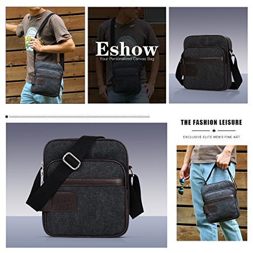 Eshow Bolsos Bandolera a Hombro Tela de Lona para Hombres Viaje Casual Oficina Uso Diario Eshow Bolsos Bandolera a Hombro Tela de Lona para Hombres Viaje Casual Oficina Uso Diario