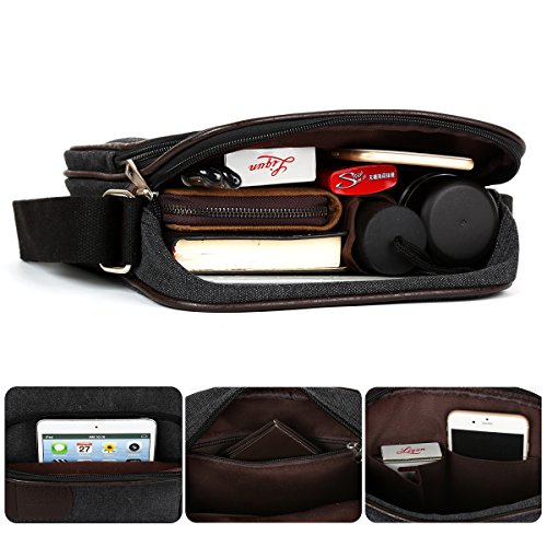 Eshow Bolsos Bandolera a Hombro Tela de Lona para Hombres Viaje Casual Oficina Uso Diario Eshow Bolsos Bandolera a Hombro Tela de Lona para Hombres Viaje Casual Oficina Uso Diario