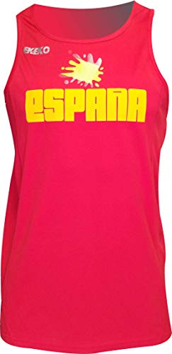 ESPAÑA Camiseta Tecnica EKEKO DE Tirantes para Hombre, Running, Atletismo y Deportes en General, Color Rojo (XXL, Rojo)