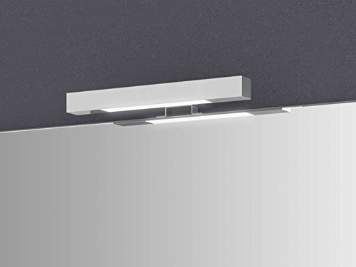 Espejo con estante Girona 60 y 80 cm de ancho, iluminación de pared, espejo de baño, color blanco Espejo con estante Girona 60 y 80 cm de ancho, iluminación de pared, espejo de baño, color blanco