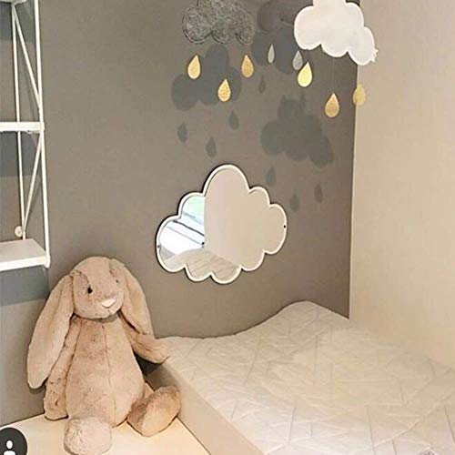 Espejo habitación niños, Espejo acrílico nórdico Decorativo Etiqueta de la Pared calcomanía niños niños Arte decoración (Cloud)