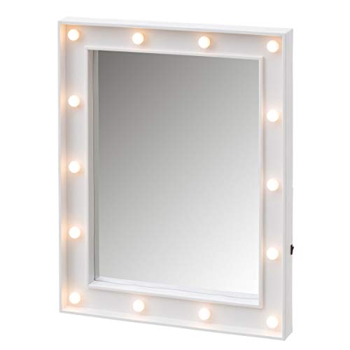 Espejo Luces Vintage Blanco led de 49x39 cm - LOLAhome Espejo Luces Vintage Blanco led de 49x39 cm - LOLAhome
