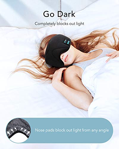 ESR Antifaz para Dormir con Auriculares Bluetooth 5.0, Máscara 3D de Ojos con Altavoces Estéreo Ultrafinos HD, Diadema Lavable y Ajustable, para Deportes, Sueño, Siesta, Yoga y Viajes Aéreos, Negro