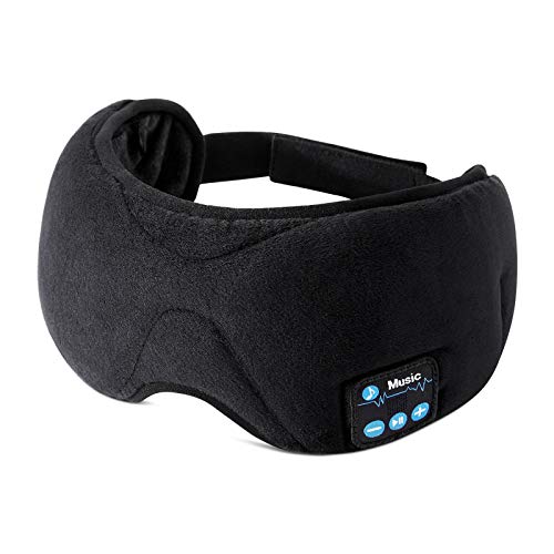 ESR Antifaz para Dormir con Auriculares Bluetooth 5.0, Máscara 3D de Ojos con Altavoces Estéreo Ultrafinos HD, Diadema Lavable y Ajustable, para Deportes, Sueño, Siesta, Yoga y Viajes Aéreos, Negro