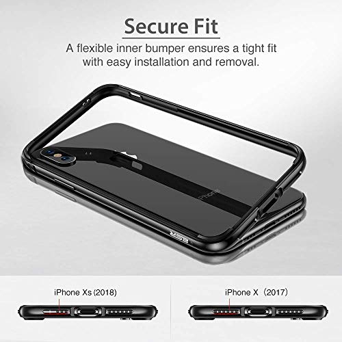 ESR Funda para iPhone XS/X, Bumper Aluminio iPhone XS/X con Suave TPU Interno [No Afecta Señales] [Protección de Borde Elevado] Bumper Frame para Apple iPhone XS/X de 5.8”-Gris